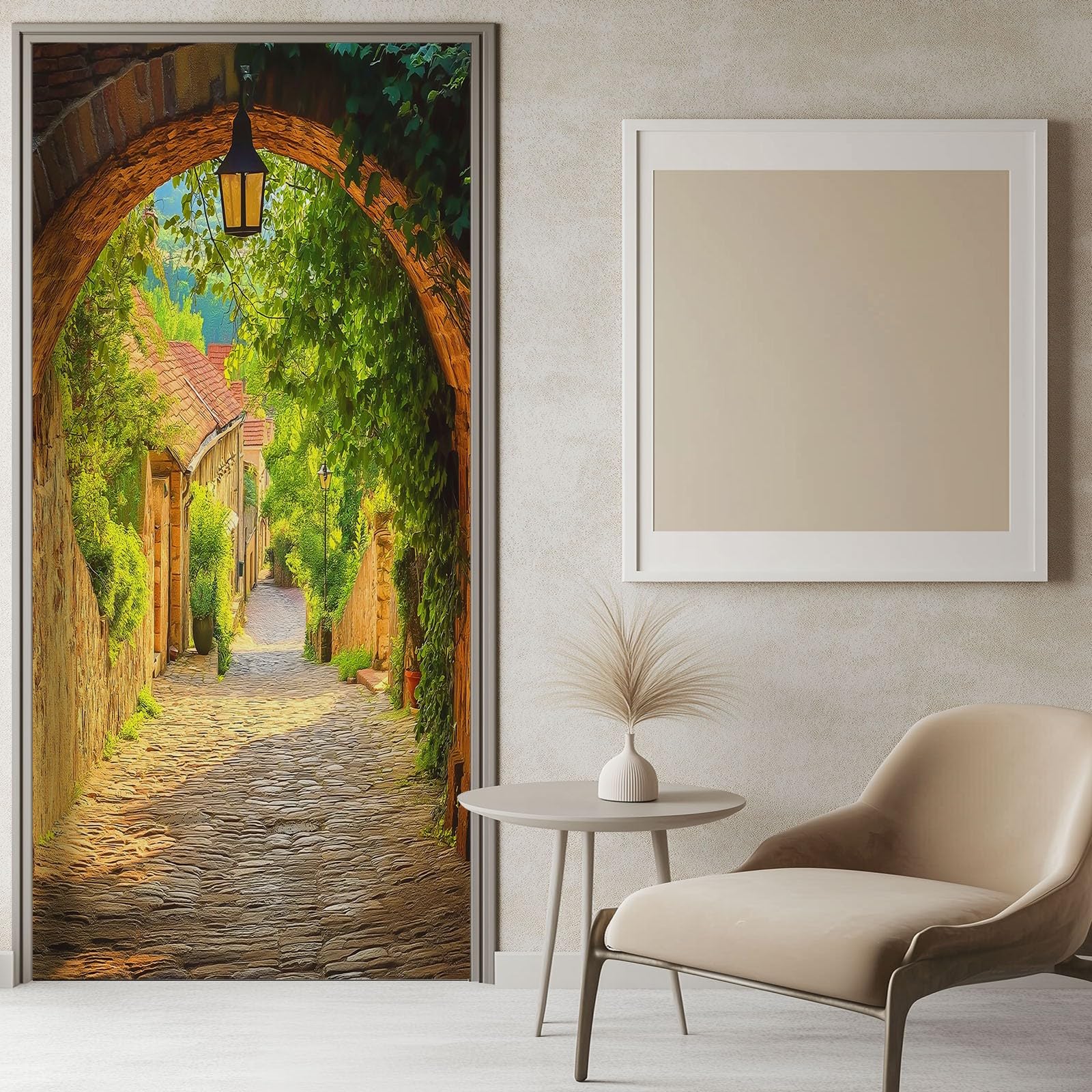 Poster mural de porte 3D en grès jaune pour une ambiance de ruelle dans la chambre d'enfant