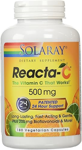SOLARAY Reacta-C con 500 mg de vitamina C, 200 mg de concentrado bioflavonoide, vitaminas de defensa del sistema inmunológico, suplemento patentado