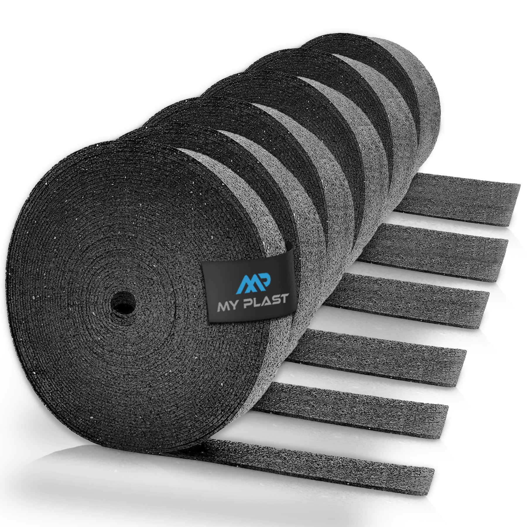Rouleaux de pads de terrasse [ 5 rouleaux - 20mètres x 80mm x 3mm ] Tapis de sol en granulés de caoutchouc | Protection des constructions | Sous-couche pour WPC, balcon | 40, 50, 60, 80, 100, 150 mm