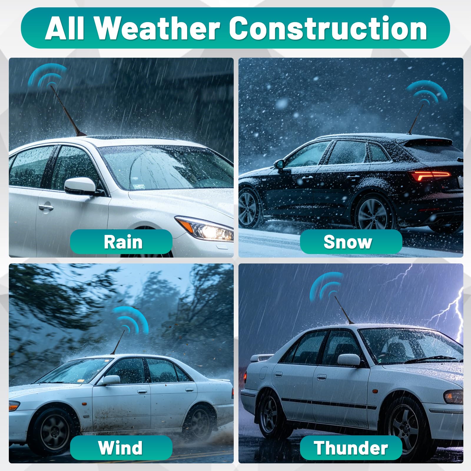 Car Aerial, Universal Antenna Replacement, AM/FM/DAB Roof Car Radio dab Aerial Mast, Radio Car Signal Booster Rod Car Antenna for Vehicles, Screws M4 M5 M6，23cm/9 inch Long — view 7