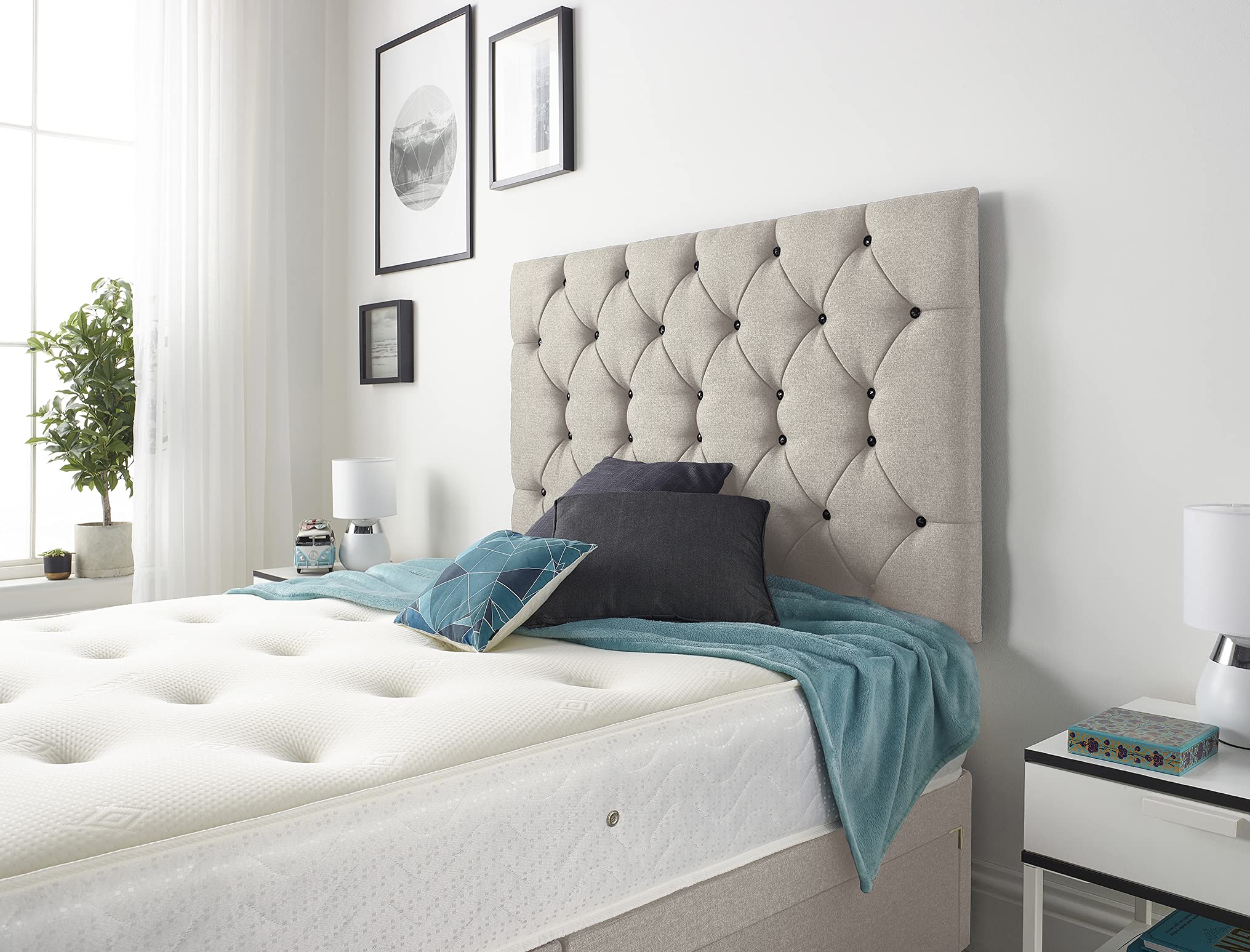 Bed Centre Premier 32 Inch or 54 Inch Headboard Available in Different Fabrics and Colours - 3FT,4FT,4FT6,5FT,6FT (3FT Single, 32 Inch High With Struts, Plush Silver)