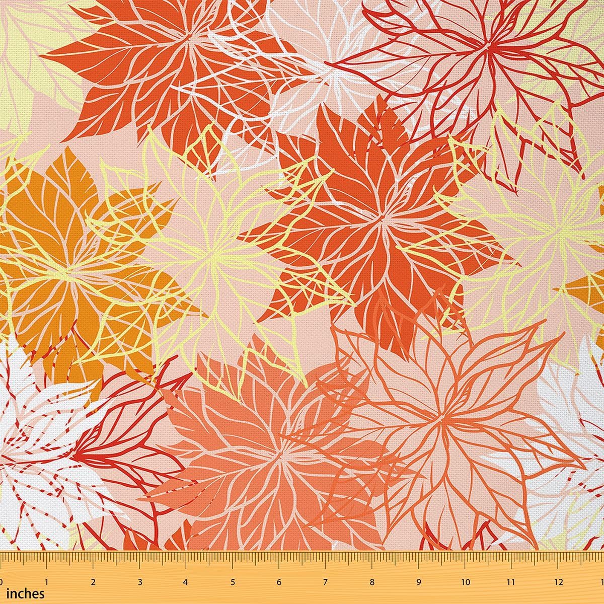 Orange Yellow Flowers Fabric by The Yard Sketch Botanical Floral Fabrics for Sewing Supplies Blooming Flower Art Decor Fabric for DIY Upholstery and Home Accents 3 Yards,108" L x 59" W