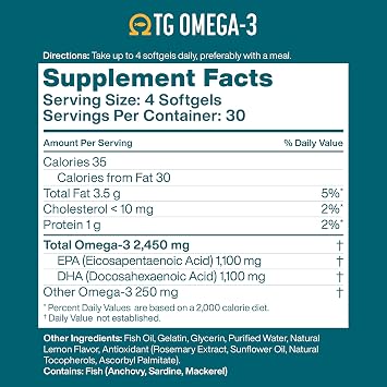 Macuhealth Omega 3 Fish Oil - 1100mg DHA, 1100mg EPA - rTG Formula | 120 softgels, 3 months supply - Eye & Brain Health Supplement, Triglyceride Formula