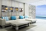 Bamdeya Noir et blanc Or Decor Sea Sunset Beach Wall Art Seascape Zen Peinture Sunrise Wall Photo Ocean Canvas Imprimé pour Salon Chambre Salle de bain Maison Décoration Murale encadrée Art
