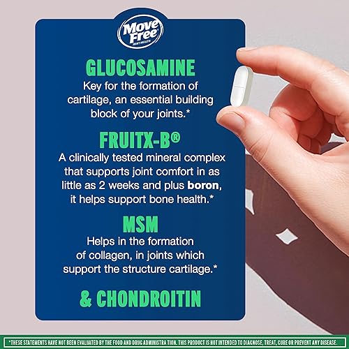 Miniatura 4 de Move Free Suplemento avanzado de apoyo articular de glucosamina condroitina MSM y aceite de pescado Nature's Bounty de 1200 mg, apoya la salud
