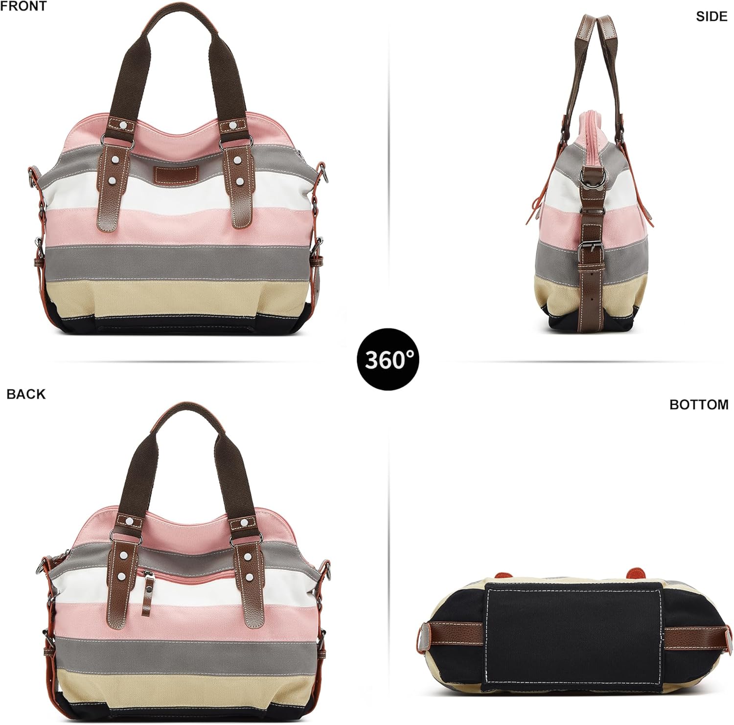 Canvas Hobo Bags for Women Casual Tote Bag Purses and Handbags Multi-Color Striped Crossbody Bags Ladies Top Handle Satchel - Image 6