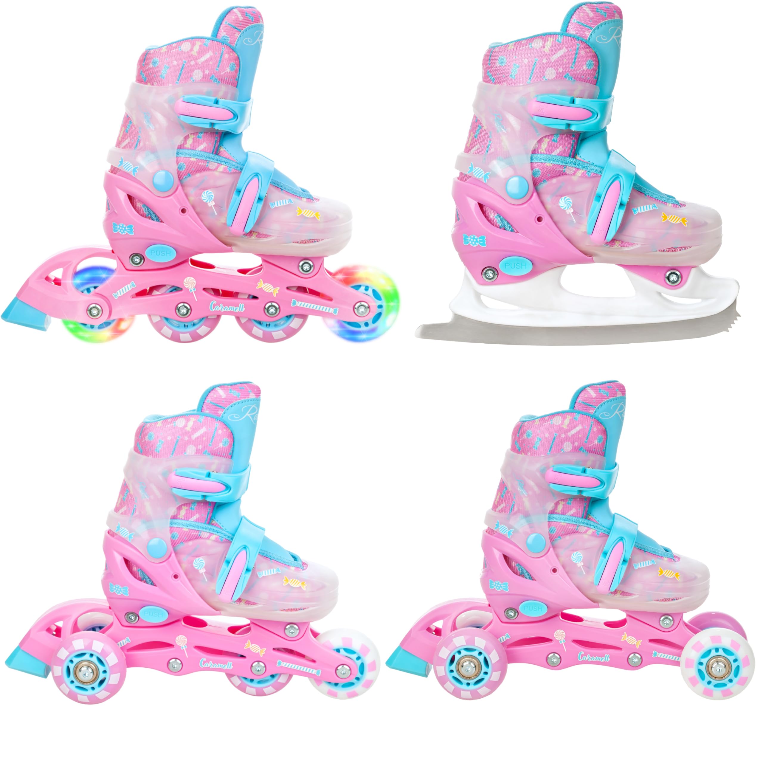 M.Y X-Skate Verstellbare Quad-Rollschuhe In Schwarz Und Rot
