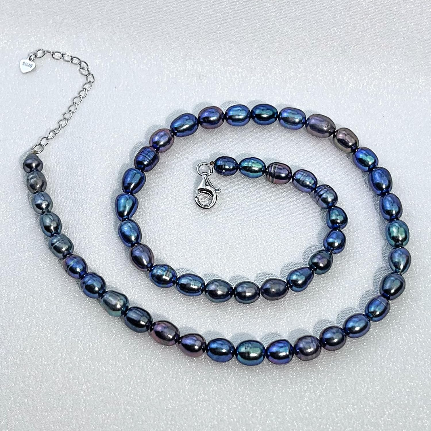 YAMI Tahitian Pearl Necklace, Natural Black Saltwater Cultured Baroque Pearls, 18+2 Inch with 925 Sterling Silver Clasp, Luxury Jewelry Gift for Women, Mother, Wife