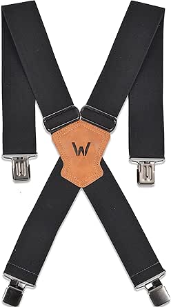 2-Inch Elastic Heavy Duty Suspenders for Men - Work Suspenders With Clips for Trousers and Jeans