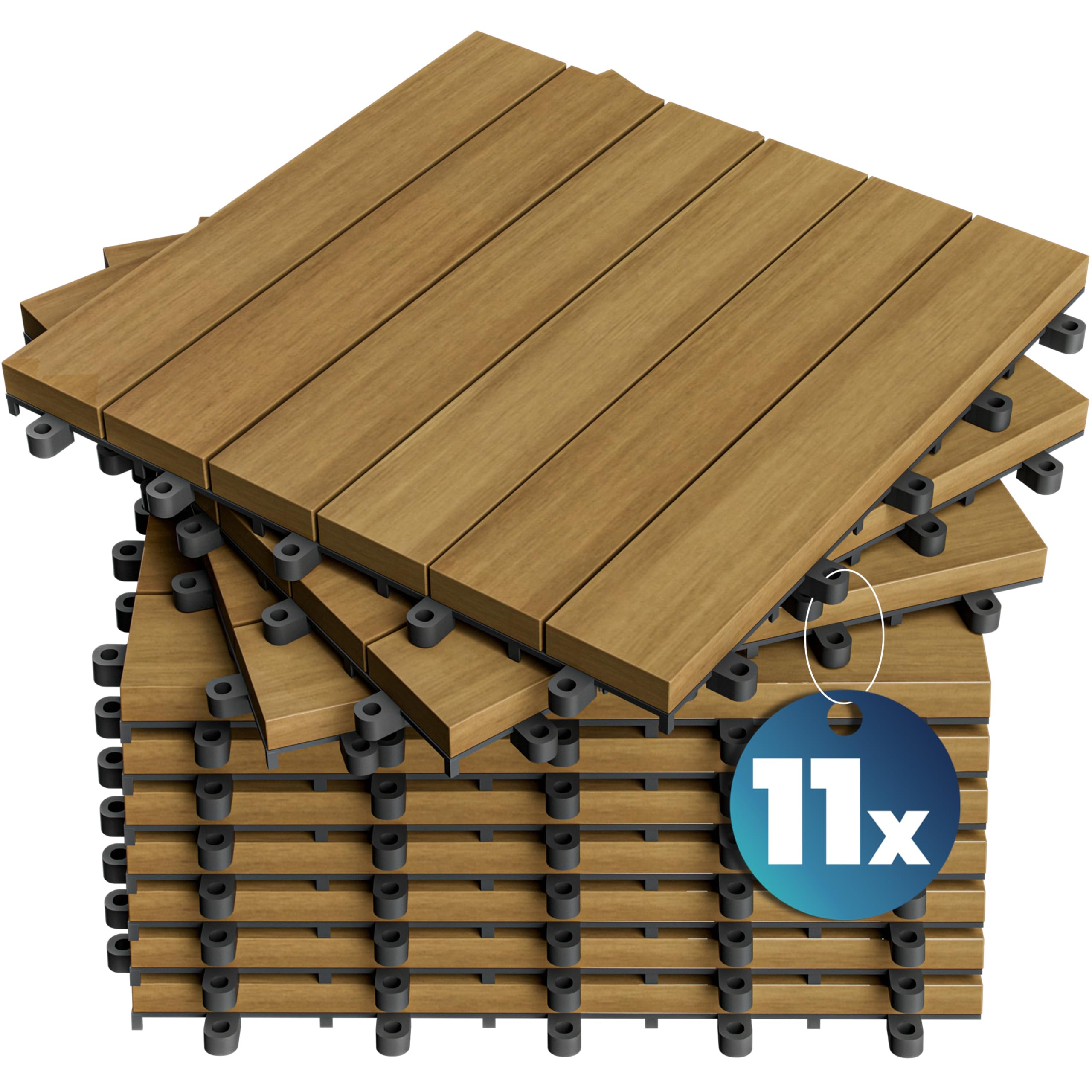 Casaria 11x Baldosas de Madera de Eucalipto 30x30cm 1m² Certificado FSC® Losetas Jardín Terraza Balcón