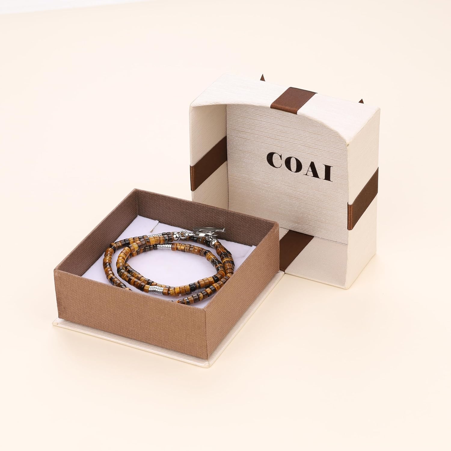 COAI OT Clasp Men's Beaded Necklace, Lapis Lazuli/Turquoise/Tiger Eye Crystal Necklace for Men - Image 6