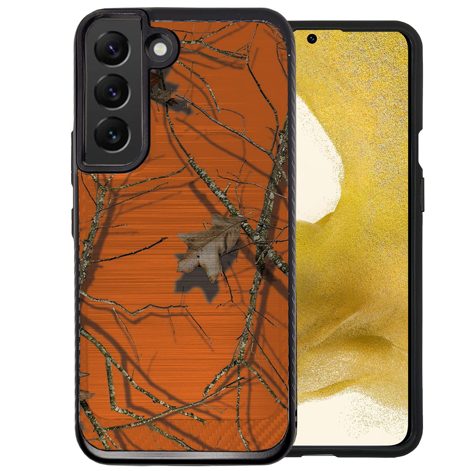 CasesonDeck Orange Case Compatible with [Samsung Galaxy S22 / S22 Case] [Brushed Armor] Case with Double Layer Protection and Design (Orange Hunters