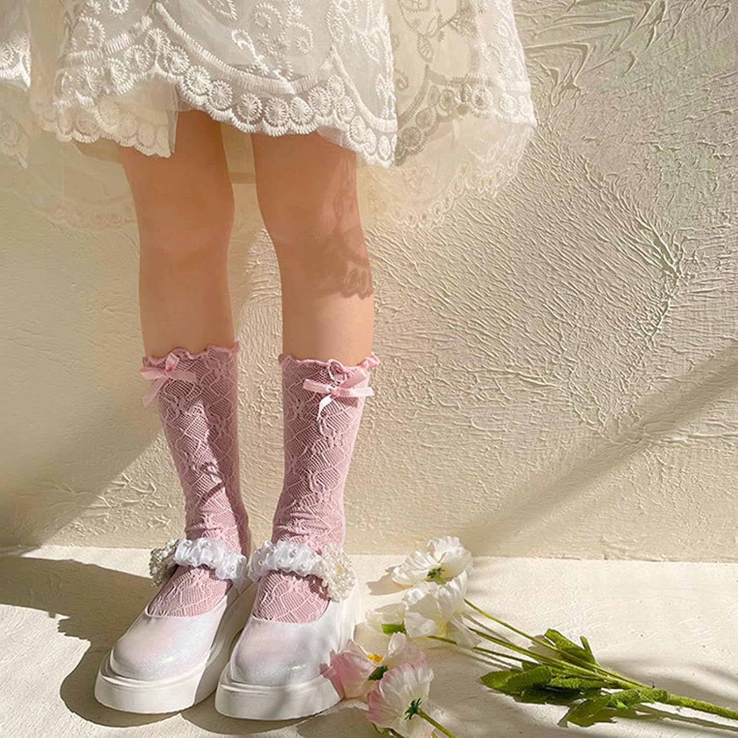 Toddler Socks, Baby Socks Toddler Lace Mesh MidCalf Sock Children Sock for Little Girls with Ruffle
