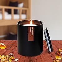 Vista 6 de Calyan Wax Co. Vela perfumada de palo de rosa y ámbar – 75 horas de combustión – Velas de cera de soja no tóxicas de lujo – Vela en tarro negro