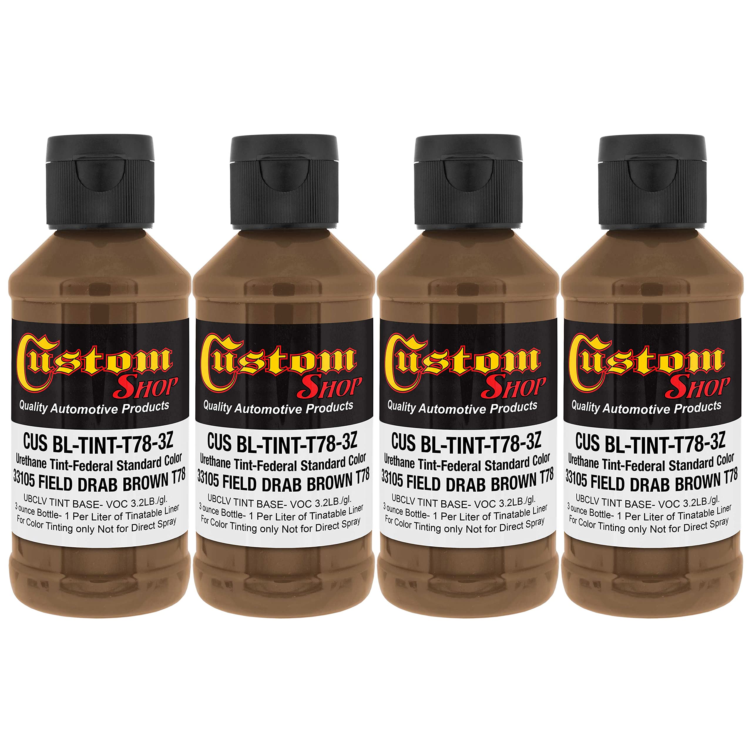 Custom Coat Camouflage Series 3 Ounce (Field Drab Brown Federal Standard Color #33105) - Pack of 4 - Urethane Tint Concentrate for Tinting Truck Bed