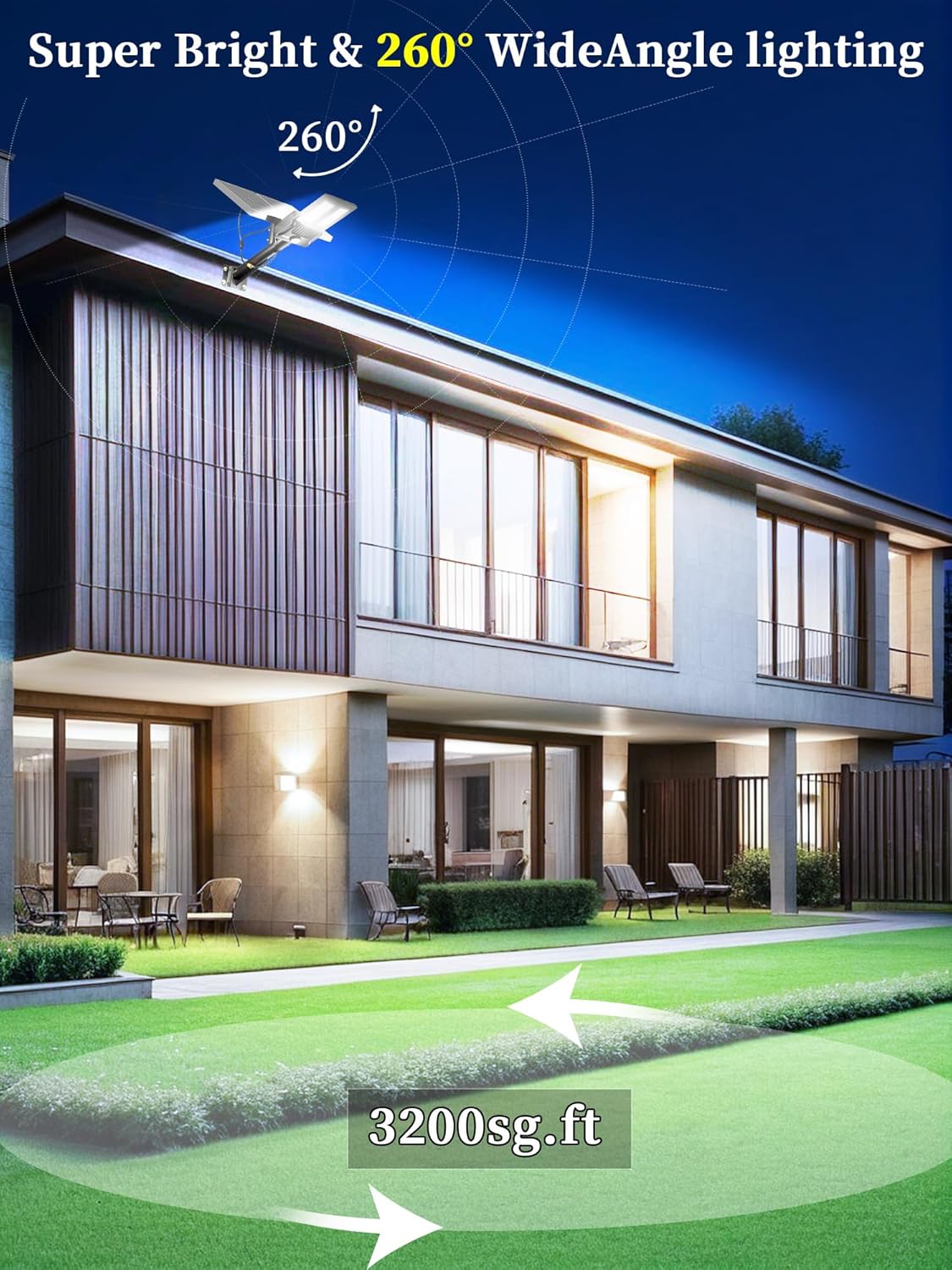 Ofuray OL-9600W Solar Street Lights Outdoor,Parking Lot Lights Commercial Dusk to Dawn up to 520,000Lm,40,000mah Big Power Solar Security Flood Remote Control with Motion Sensor for Street,Yark