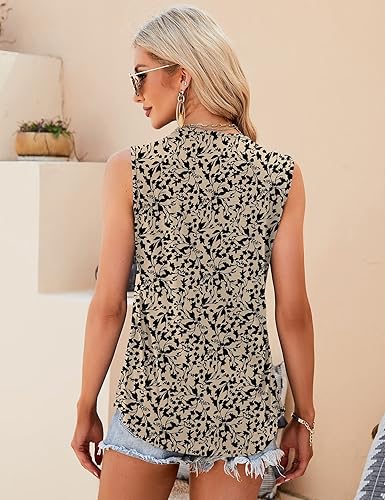 Miniatura 3 de KTILG Camisetas de verano sin mangas con cuello cuadrado, plisadas, para mujer, ajuste holgado, tallas S-3XL