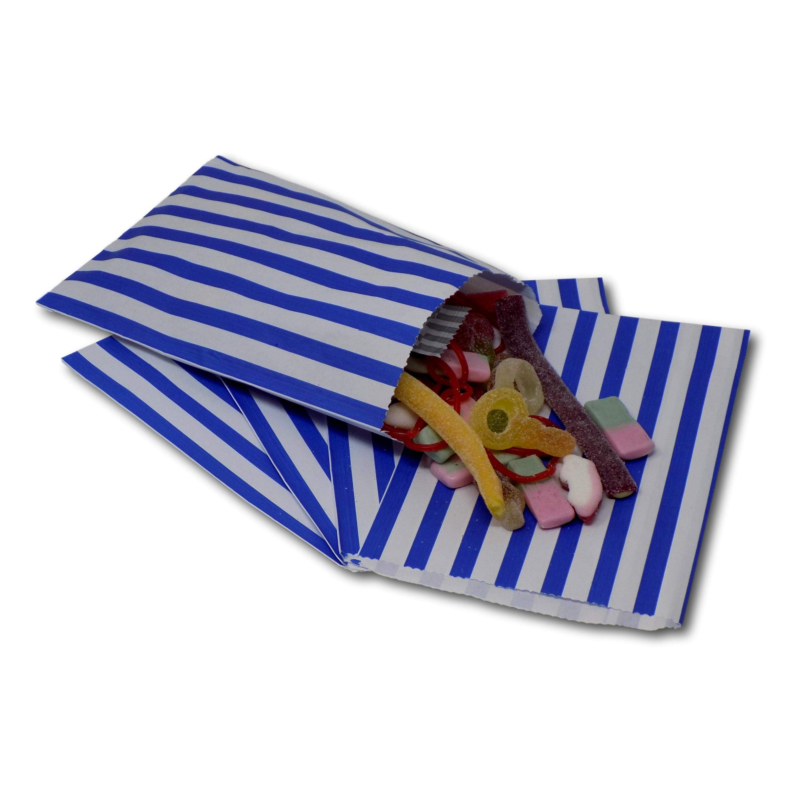 EPOSGEAR® 5" x 7" Premium 45gsm Kraft Paper Coloured Candy Stripe Sweet Paper Party Bags - Ideal for Gift Shops, Wedding Favours, Candy Carts, Buffets etc (Blue, 10000 Bags)