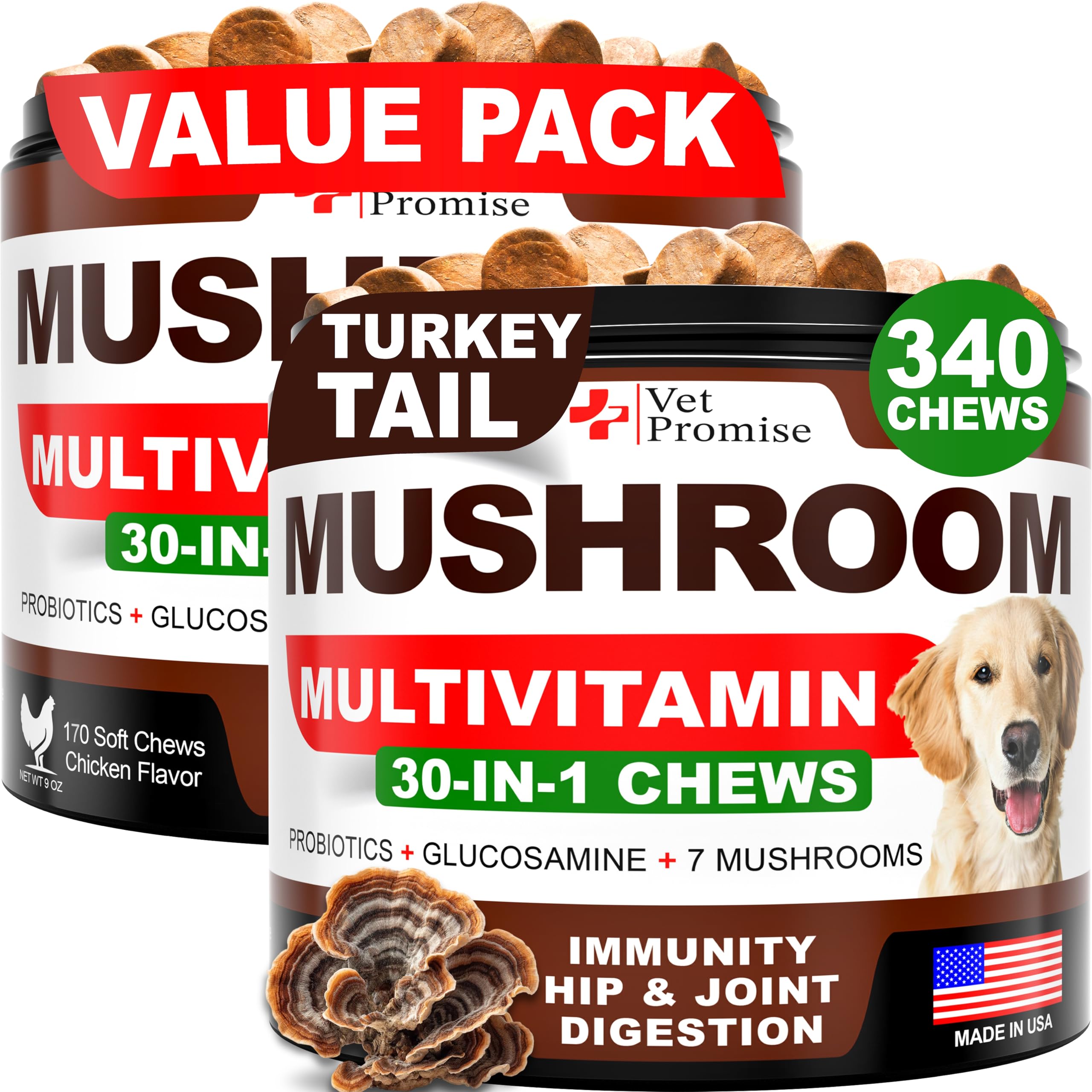 Turkey Tail Mushroom for Dogs - 170 Chews - Mushroom Supplement for Dogs — Amazon image 8
