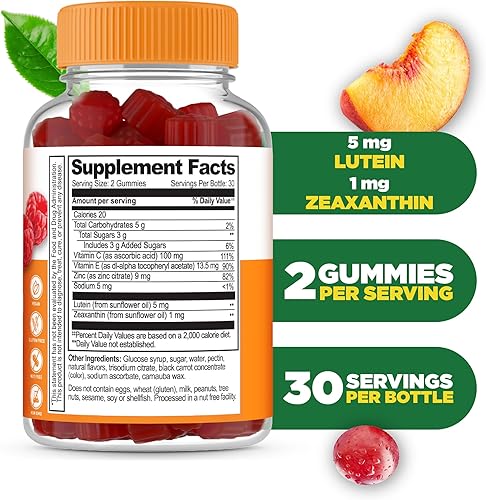 Miniatura 2 de Lifeable Gomitas de luteína y zeaxantina  Suplementos de luteína y zeaxantina de gran sabor para los ojos  Gomitas veganas y sin OMG para la salud
