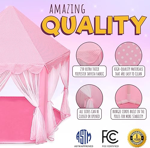 Miniatura 3 de ORIAN Tienda de campaña Princess Castle para niñas con luces LED de estrella tienda de campaña grande para interiores y exteriores para juegos