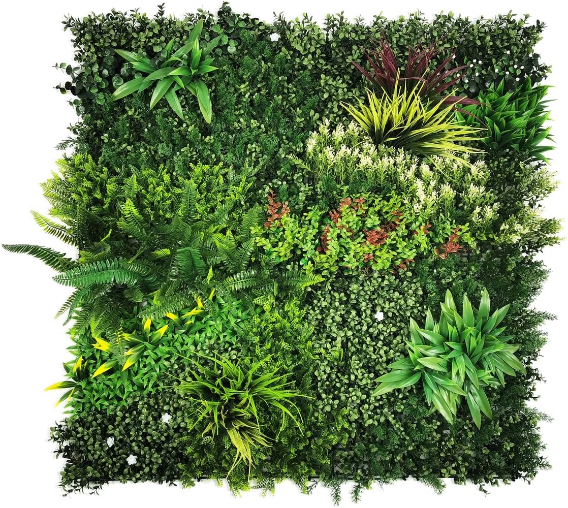 Tuda Grass Direct Artificial Living Green Wall Panel Decoration for Indoor & Outdoor Realistic Plastic Plants - 1m X 1m - Floral Dream