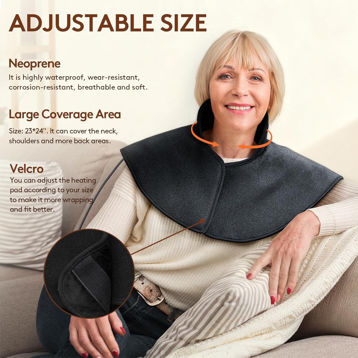 UTK Far Infrared Heating Pads for Neck and Shoulders and Back, Hot to 159℉, Gift for Men, FSA-HSA Eligible Shoulder Heating Pad with 66 Jade, 0-240 Min Auto Shut Off, Adjustable Size (23 x 24'') - Image 5