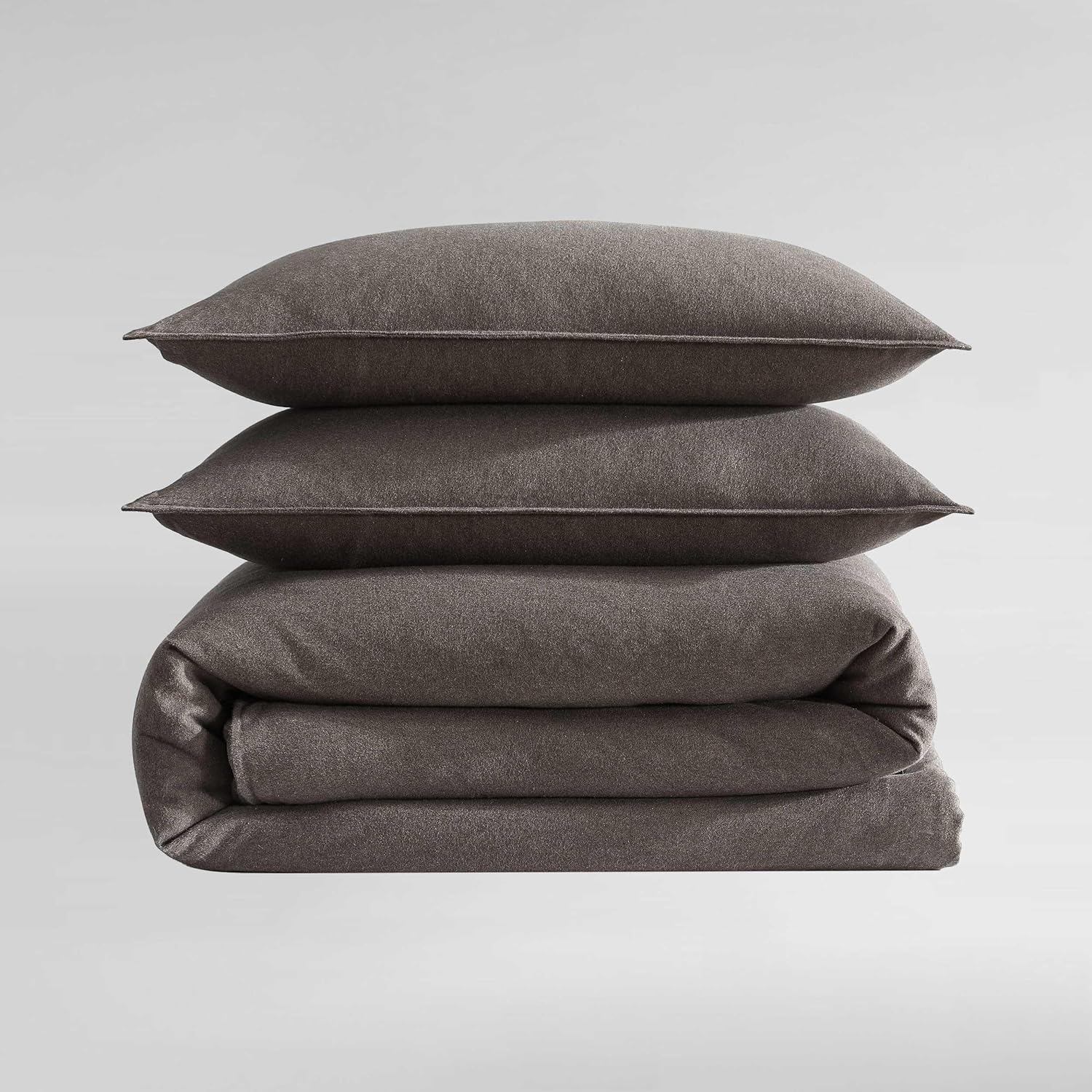 Calvin Klein - Queen Comforter Set, Soft Melange Flannel Bedding with Matching Shams, Oeko-Tex Certified (Melange Flannel Chocolate Brown, Queen)