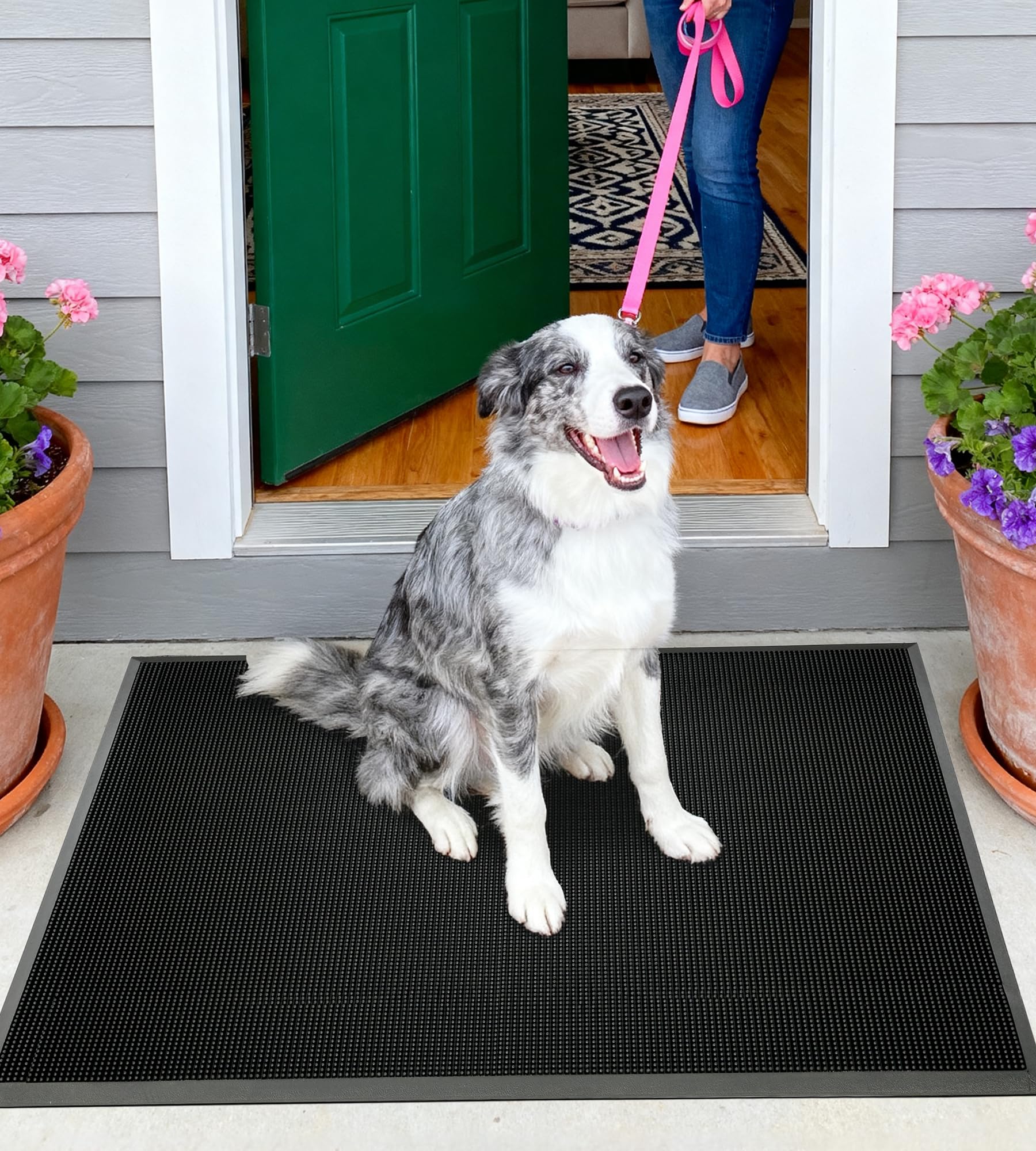 jxgzyy Heavy Duty Rubber Outdoor Mat 28 x 33 Non-Slip Rubber Floor Mat Dirt Trapping Waterproof Door Mat
