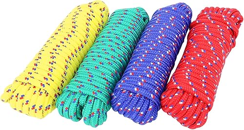 Miniatura 2 de RealPlus Paquete de 4 cuerdas de polipropileno trenzado de diamante, 38 pulgadas x 400 pies, cuerda de polietileno multiuso de alta resistencia y