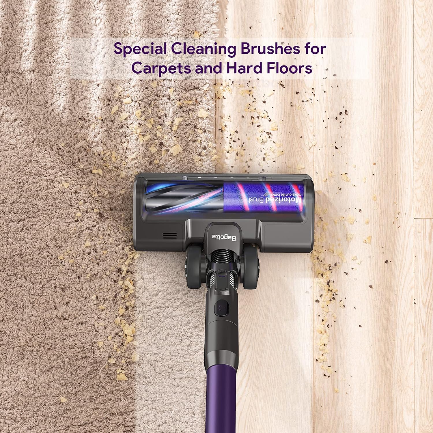 🛒 Flаѕh Sаlе Cordless Vacuum Cleaner, Bagotte 25Kpa Powerful Suction Stick Handheld Vacuum Cleaner, Up to 55min Runtime, 3 Power Modes 400W Motor, 8-in-1 Lightweight Vacuum for Carpet Hard Floor Pet Hair