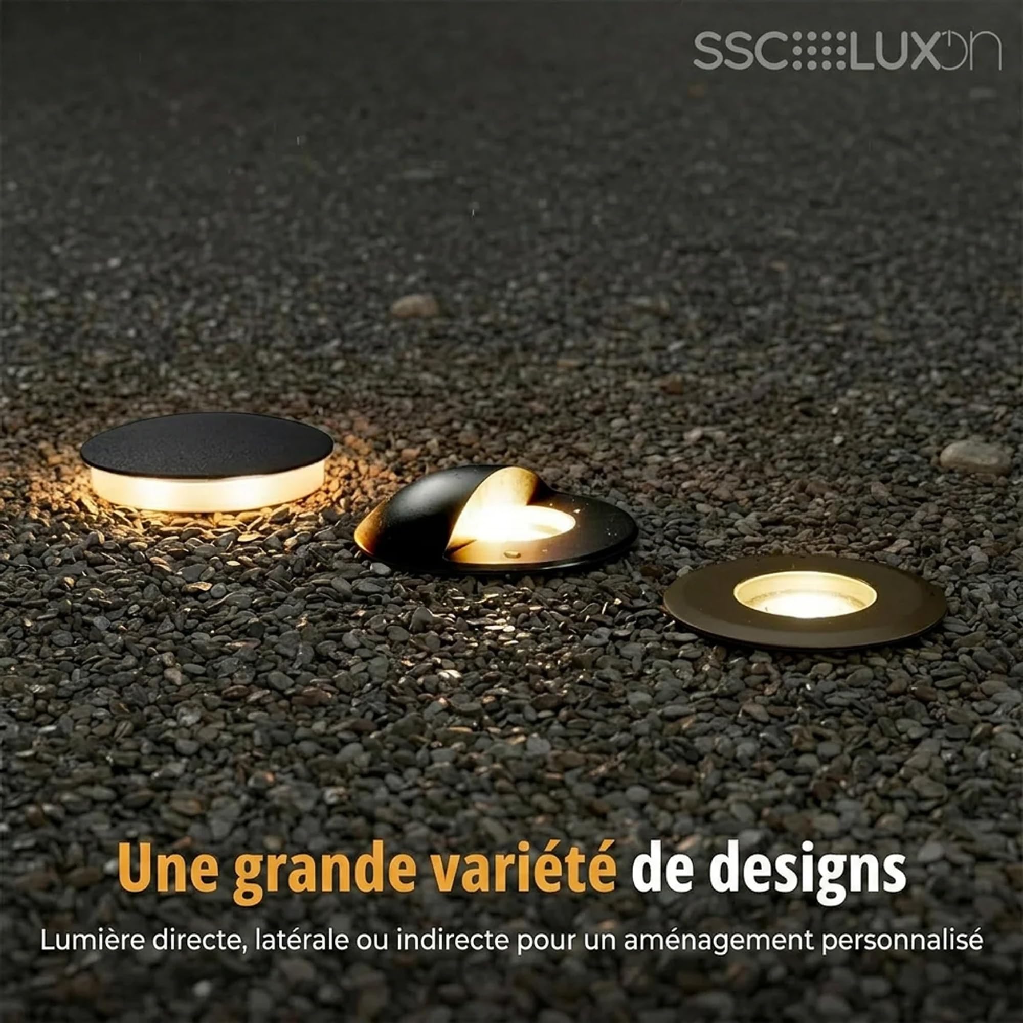 SSC-LUXon JAVO spot encastrable LED extérieur IP67 230 V noir Ø 47 mm