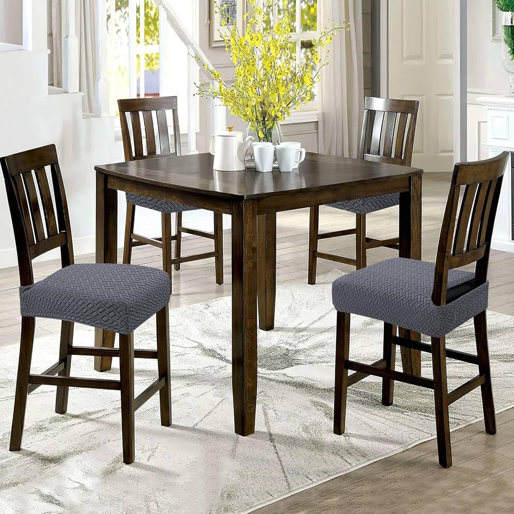 Coprisedie Elasticizzati Con Schienale - Set Da 4 Pezzi In Tessuto Rattan, Lavabili, Per Sala Da Pranzo E Eventi