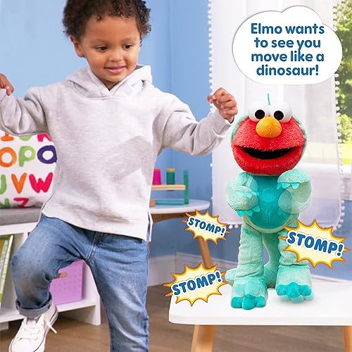 Miniatura 4 de Just Play Sesame Street Dino Stomp Elmo - Peluche de 13 pulgadas, canta y baila, juguetes para niños con licencia oficial para edades de 18 meses,