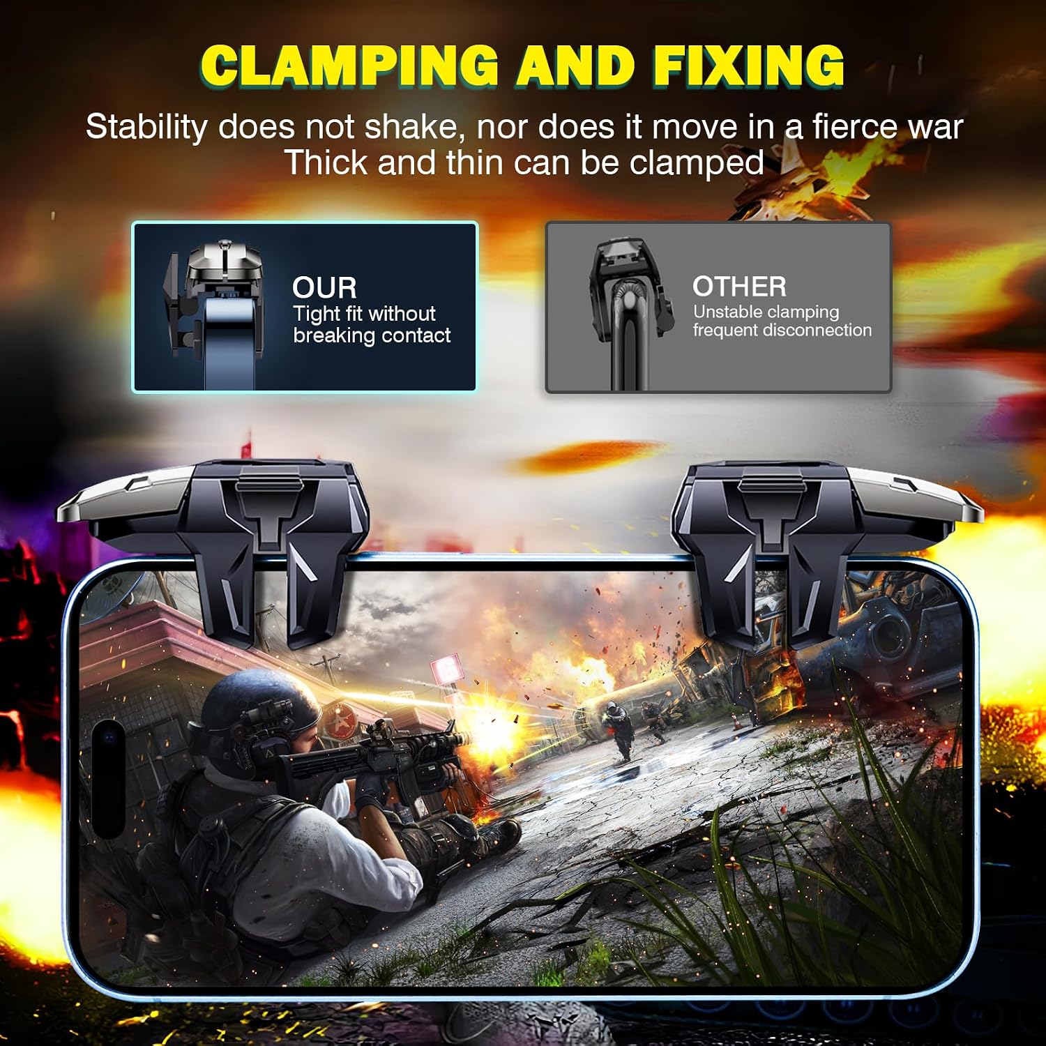 EasEasy PUBG Game Trigger, 6 Fingers Mobile Phone Trigger Controller Compatible for PUBG/Rules of Survival/Knives Out, Sensitive Aim & Shoot Trigger And Smartphone Joystick for iPhone & Android Phones