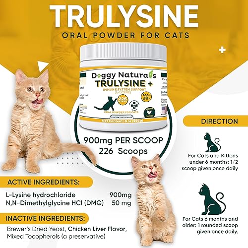 Miniatura 2 de Trulysine Plus L-Lisina para gatos Apoyo Inmune Polvo Oral 8 oz226 g  Gatos y gatitos de todas las edades, estornudos, secreción de