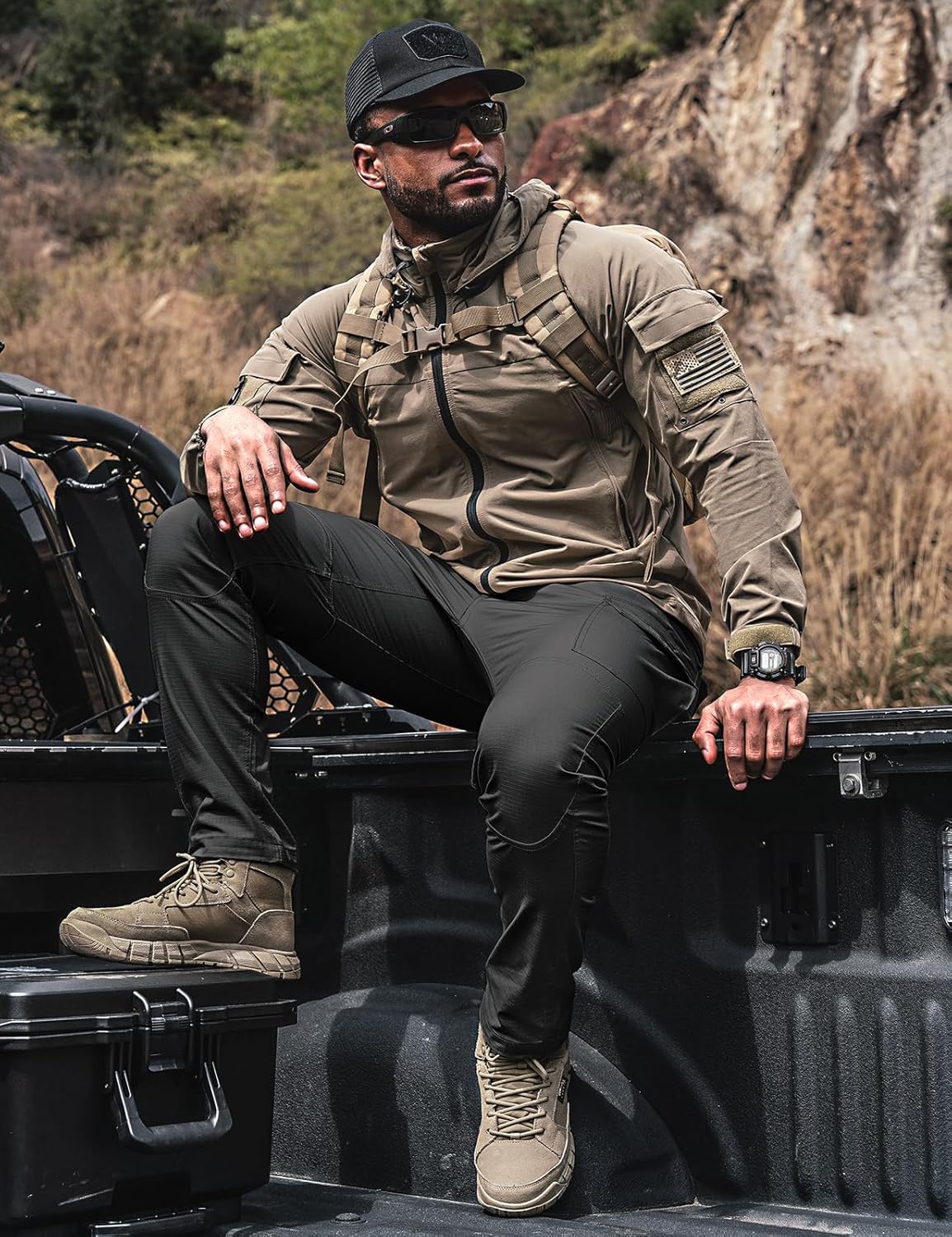 Men's Tactical Pants Flex Ripstop Cargo Trousers for Outdoor Hiking Work Casual Pants Large Capacity Clothing