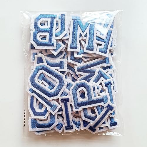 Miniatura 9 de Parches de letras para planchar de 1.3 pulgadas, 78 piezas, parches bordados del alfabeto A-Z para ropa, chaquetas, sombreros, mochilas, jeans