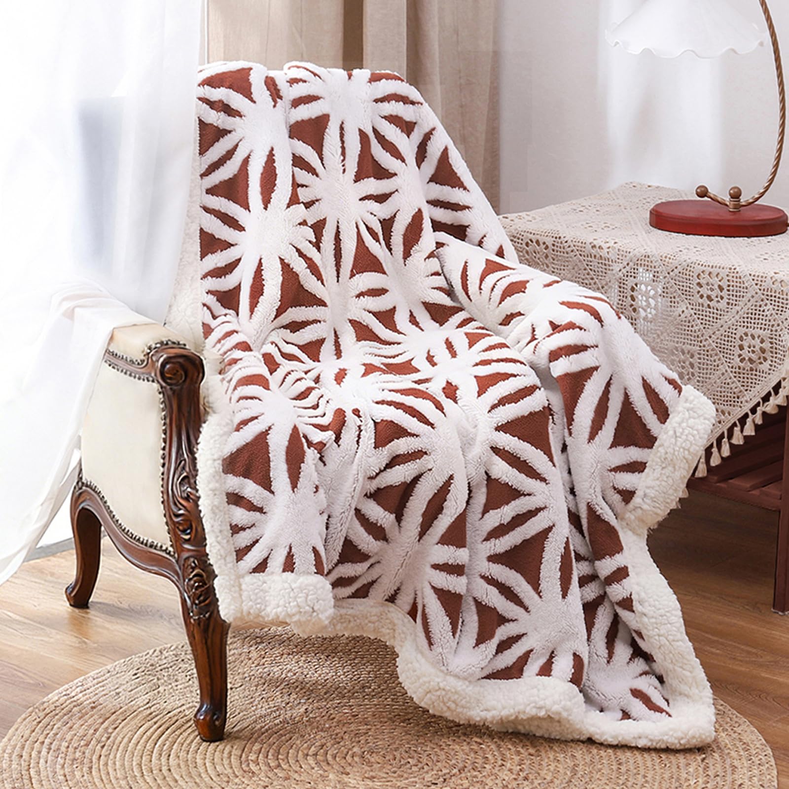 LOMAO Sherpa Fleece Blanket Fuzzy Soft Throw Blanket Cozy Dual Sided Blanket for Couch Sofa Bed (Brown, 51"x63")