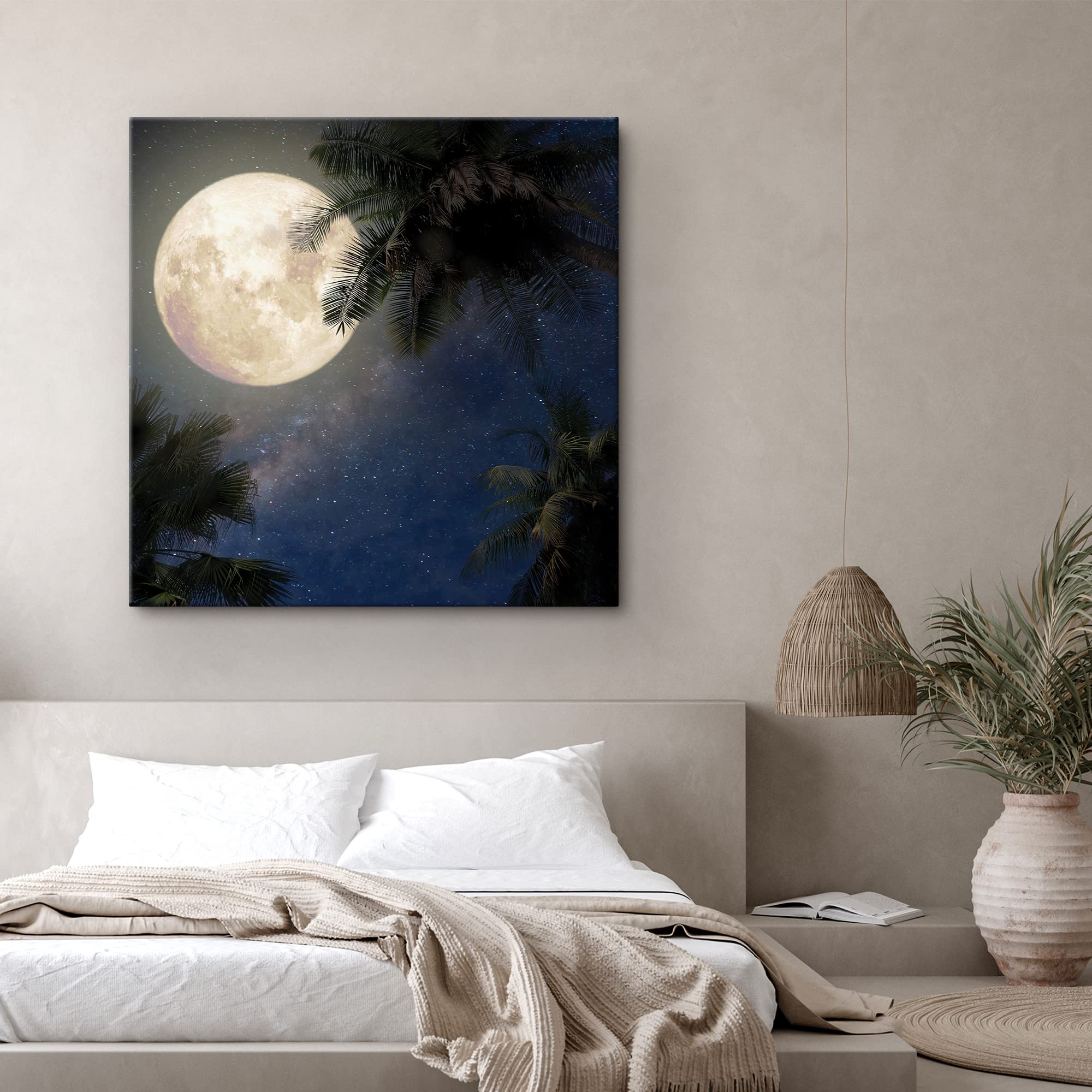 芸術写真 Nature Photograph Full Moon Art Print Amazon.com: Full Moon Canvas Wall Art: Black Night View