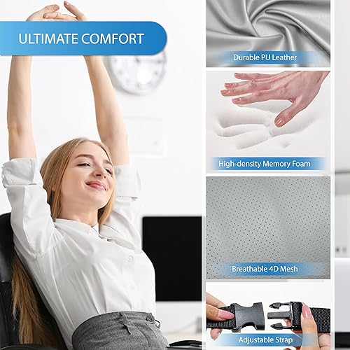 Miniatura 100 de Almohada de apoyo lumbar para automóvil, almohada lumbar de espuma viscoelástica para aliviar el dolor de espalda baja - Cojín de espalda para Negro