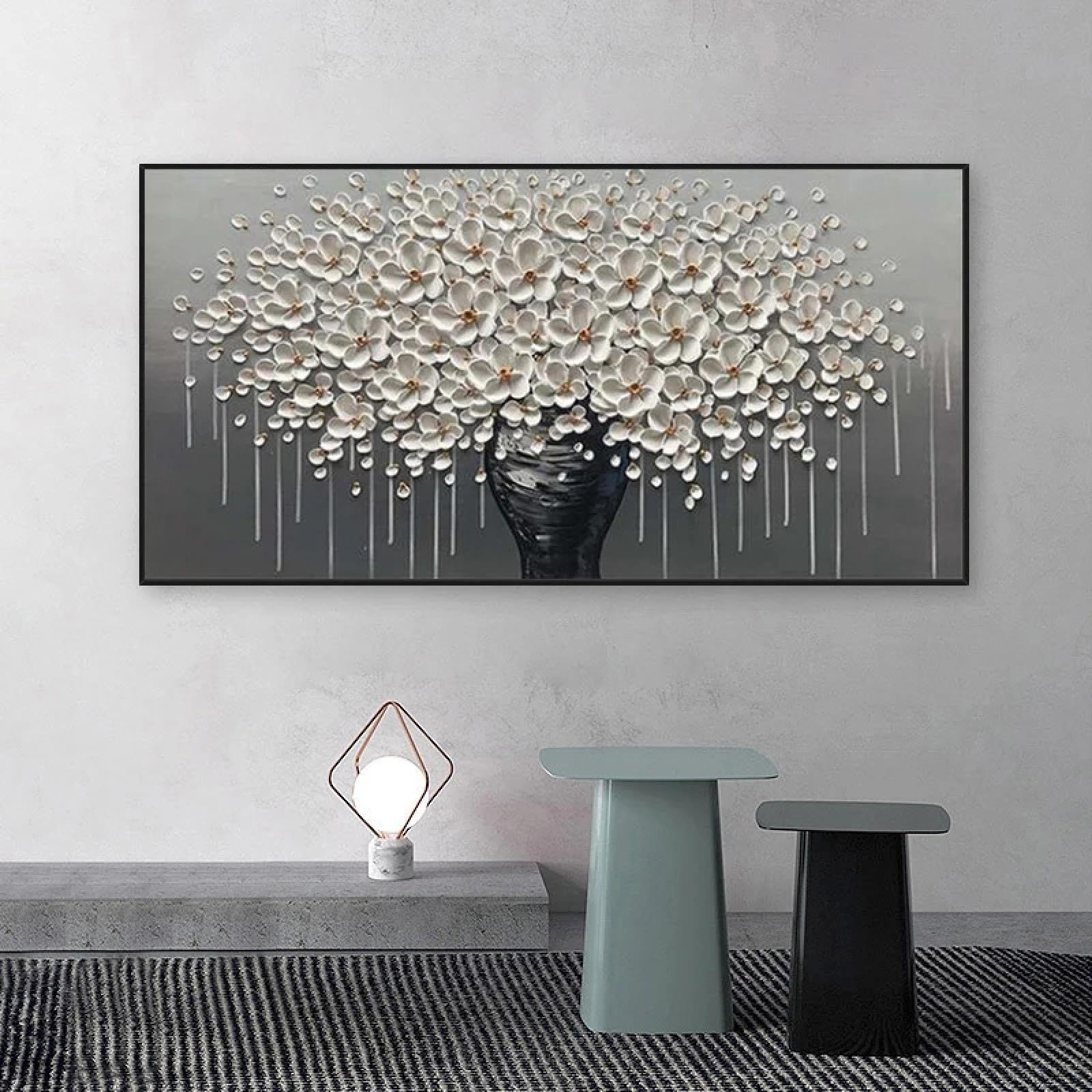 JACBON Modern Canvas Big Money Tree Flower Canvas Painting on Canvas Abstract Home Art Picture for Living Room Home Decoration 60x135cm/24x53inch InternalFrame