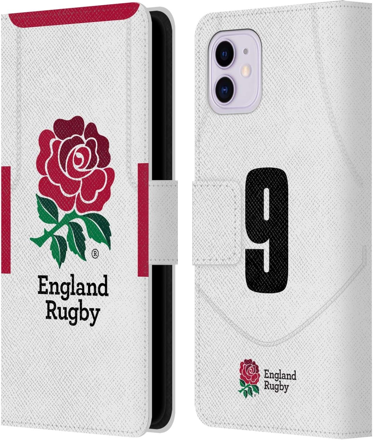 Head Case Designs Officially Licensed England Rugby Union Position 8 2020/21 Players Home Kit Leather Wallet Case Compatible with Apple iPhone 11