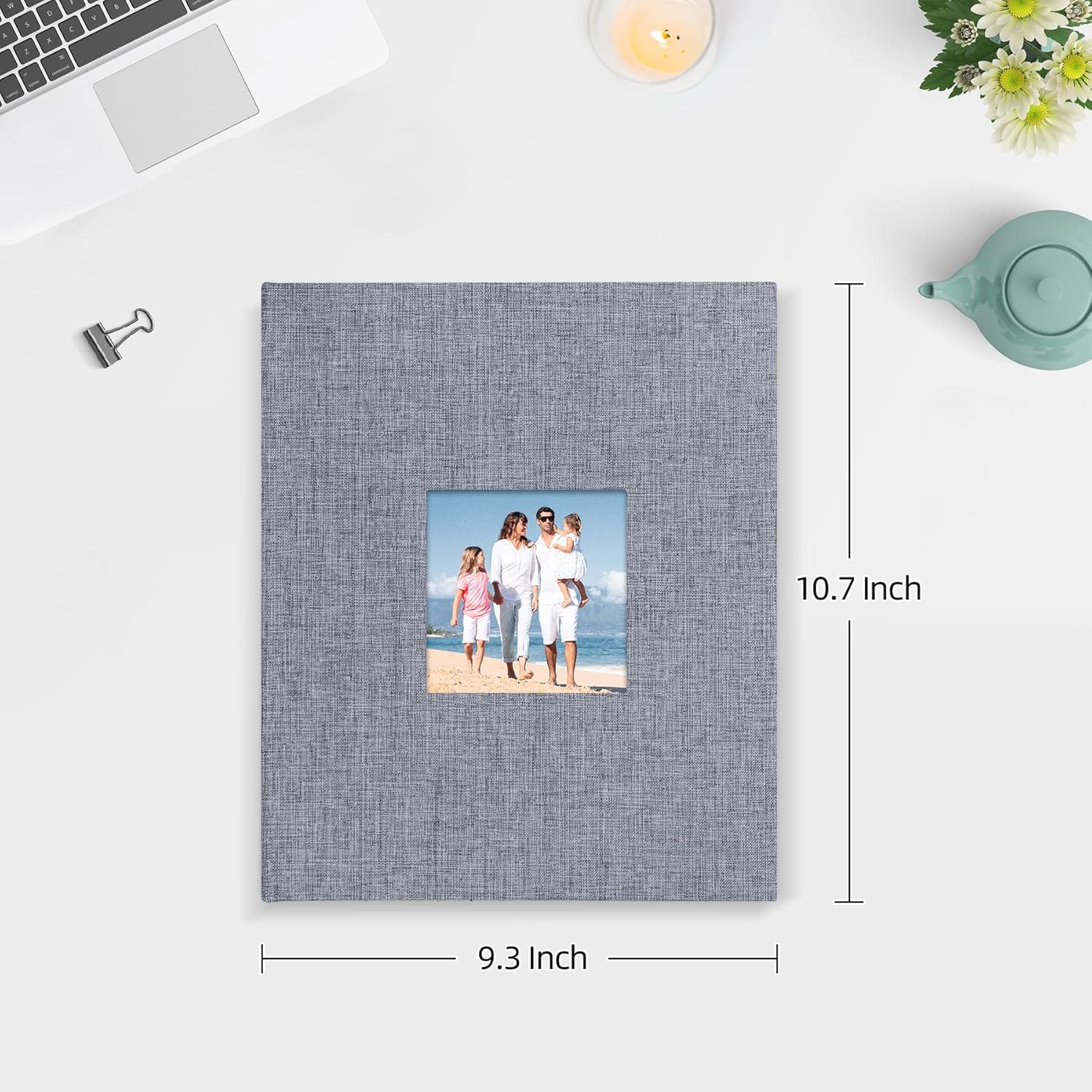 Mublalbum 2 Pack Small 8x10 Photo Album 2 Pack Linen Cover with Display Window Mini Picture Book Each Holds 52 Vertical Pockets for Artwork Postcards or Pictures Storage (Gray)