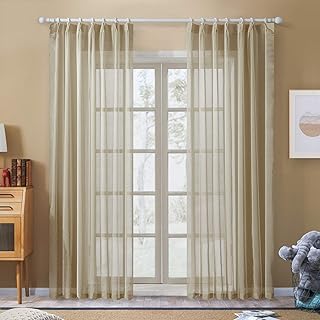 Lace Curtain, Stylish, Solid Color, Set of 2, Width 39.4 x Length 51.2 inches 100 x 130 cm, Scandinavian, UV Protection, Energy Saving, Thermal Insulation