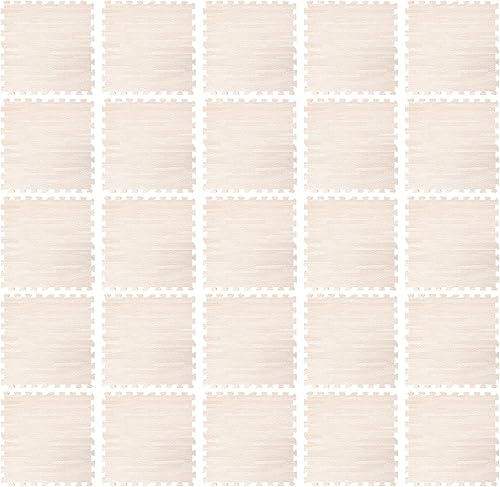 Miniatura 6 de Azulejos de espuma estampada de 0.4 pulgadas de grosor, tapete de espuma de retazos, 24 x 24 pulgadas, 25 piezas, suelo protector de estilo grano de