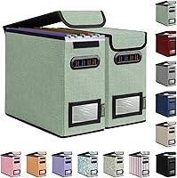 Vista 12 de Caja organizadora de archivos BALEINE con tapa, organizador de carpetas de archivos plegable con deslizador de plástico, caja de carpetas