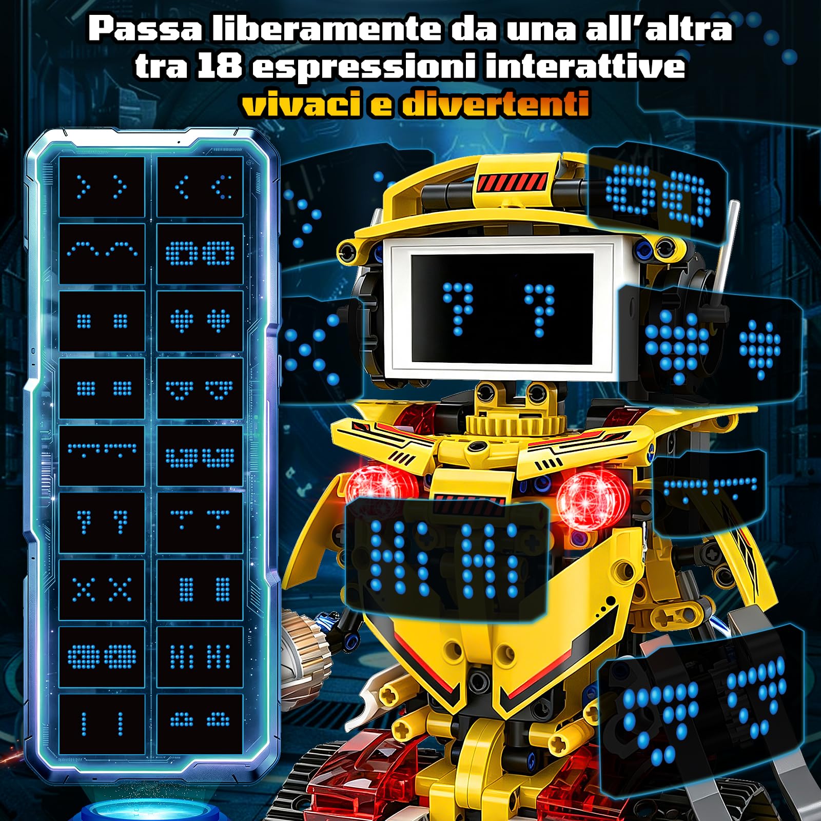 JONRRYIN Robot Telecomandato Bambini, 5-in-1 Technic Robot Programmabile