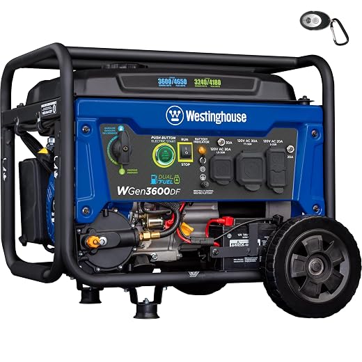 Westinghouse Outdoor Power Equipment WGen3600v Portable Generator 3600 Rated and 4650 Peak Watts, RV Ready, Gas Powered, CARB Compliant