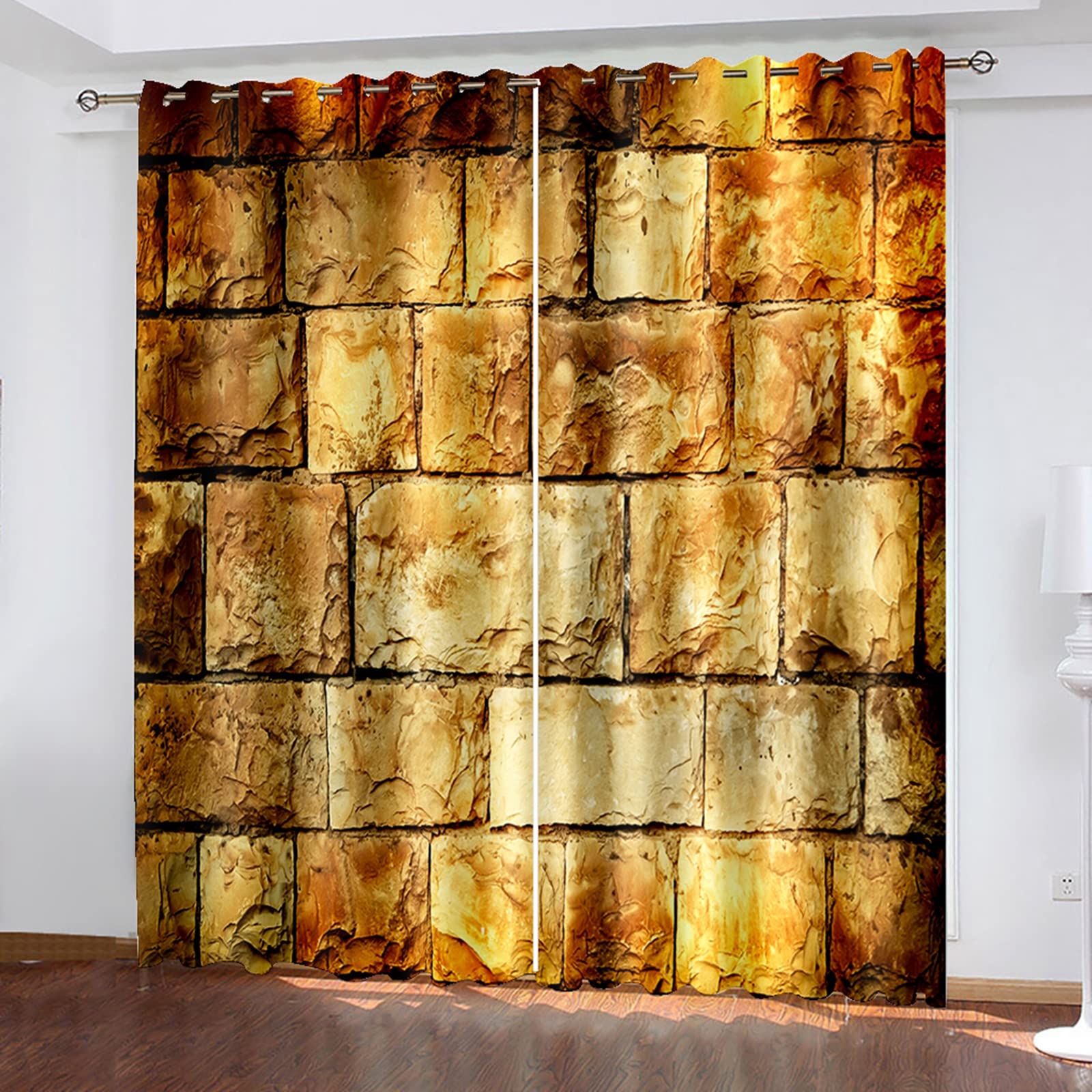 Aeici Zasłony, zasłony zaciemniające z oczkami kamień izolacja ścienna zasłony zaciemniające pomarańczowe do sypialni/salonu, 270 cm x 114 cm